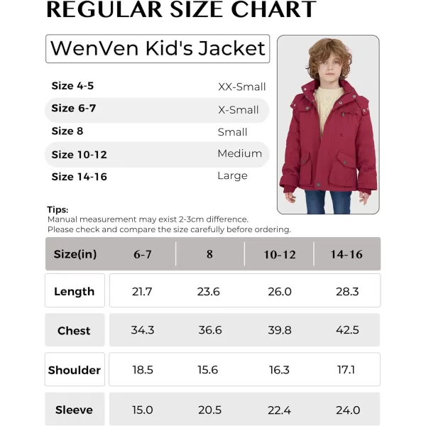 WenVen Boys Winter Thicken Cotton Coat Heavy Sherpa Lined Hooded Parka JacketClaret