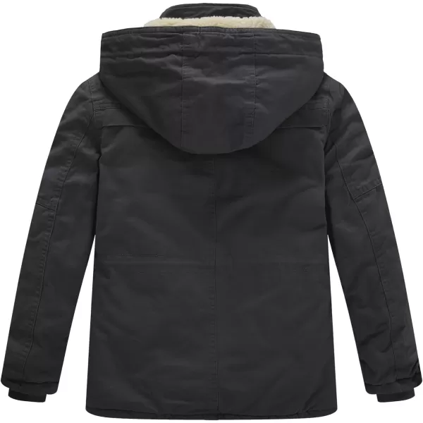 WenVen Boys Winter Thicken Cotton Coat Heavy Sherpa Lined Hooded Parka JacketGrey