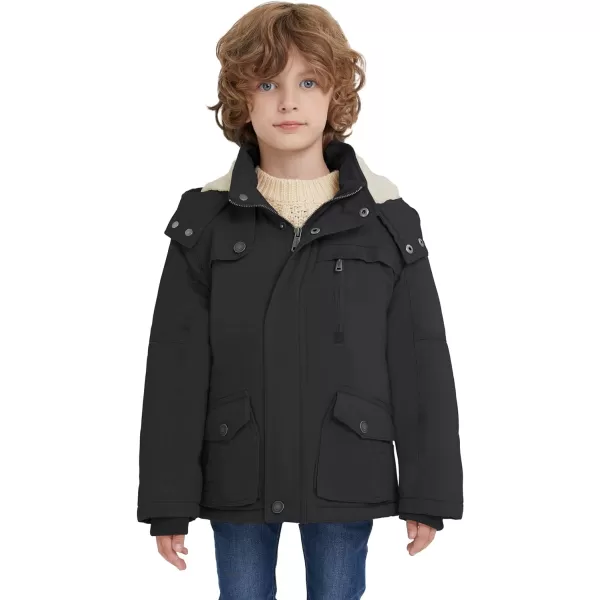 WenVen Boys Winter Thicken Cotton Coat Heavy Sherpa Lined Hooded Parka JacketGrey