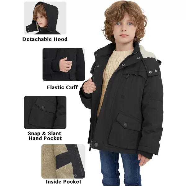 WenVen Boys Winter Thicken Cotton Coat Heavy Sherpa Lined Hooded Parka JacketGrey