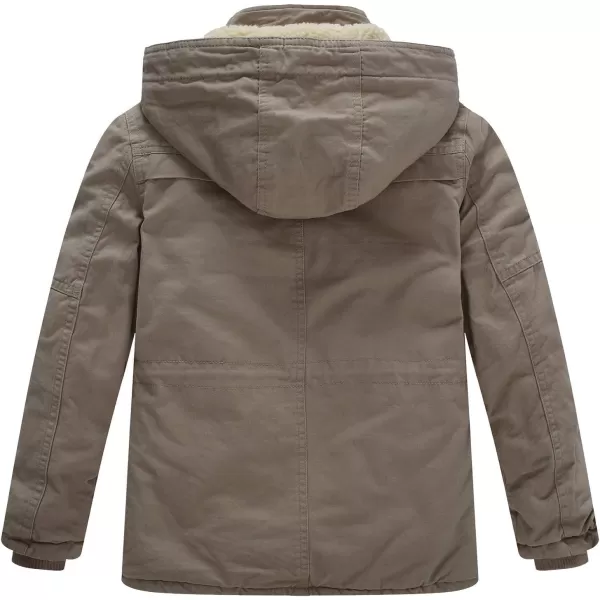 WenVen Boys Winter Thicken Cotton Coat Heavy Sherpa Lined Hooded Parka JacketKhaki