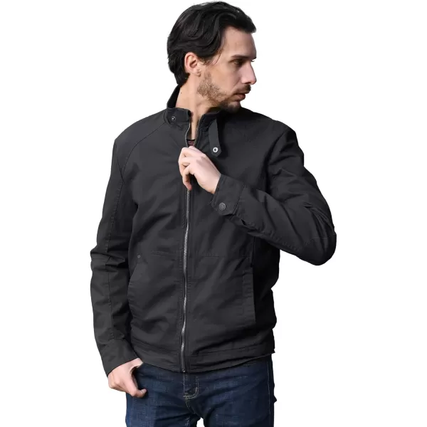WenVen Mens Casual Canvas Cotton Military Jacket Lightweight Zip Up OutwearGray