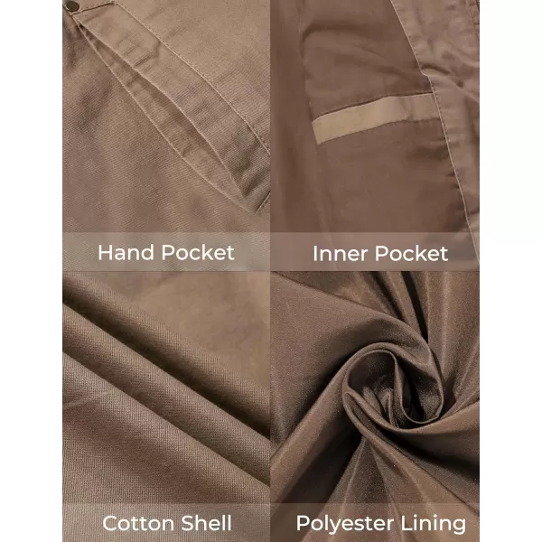 WenVen Mens Casual Canvas Cotton Military Jacket Lightweight Zip Up OutwearKhaki