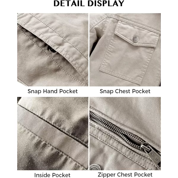 WenVen Mens Casual Canvas Cotton Military Lapel JacketDesert Sand