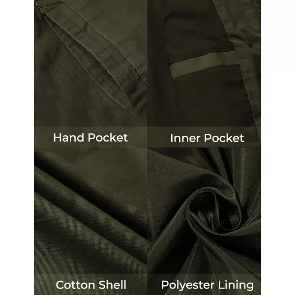 WenVen Mens Casual Lightweight Military Jacket Cotton Zip up Outerwear CoatArmy Green