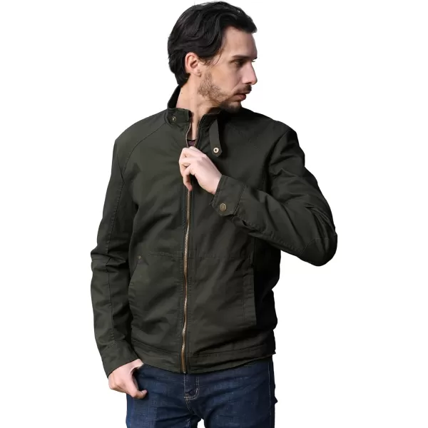 WenVen Mens Casual Lightweight Military Jacket Cotton Zip up Outerwear CoatArmy Green