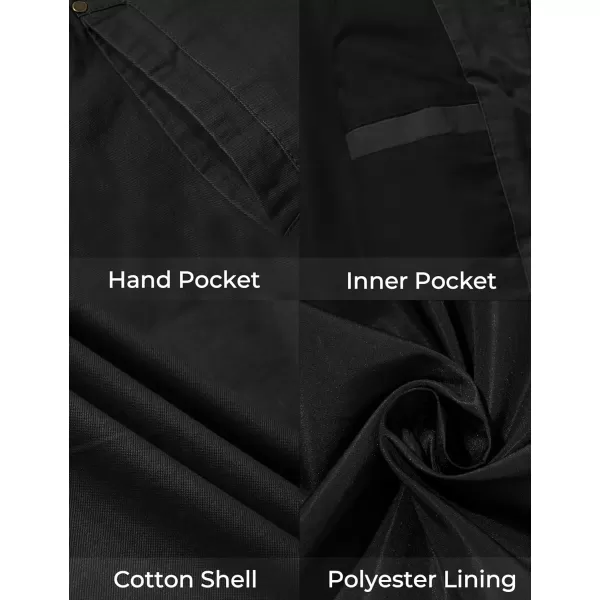 WenVen Mens Casual Lightweight Military Jacket Cotton Zip up Outerwear CoatBlack