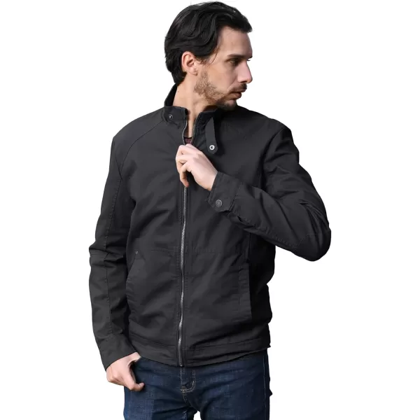 WenVen Mens Casual Lightweight Military Jacket Cotton Zip up Outerwear CoatGray