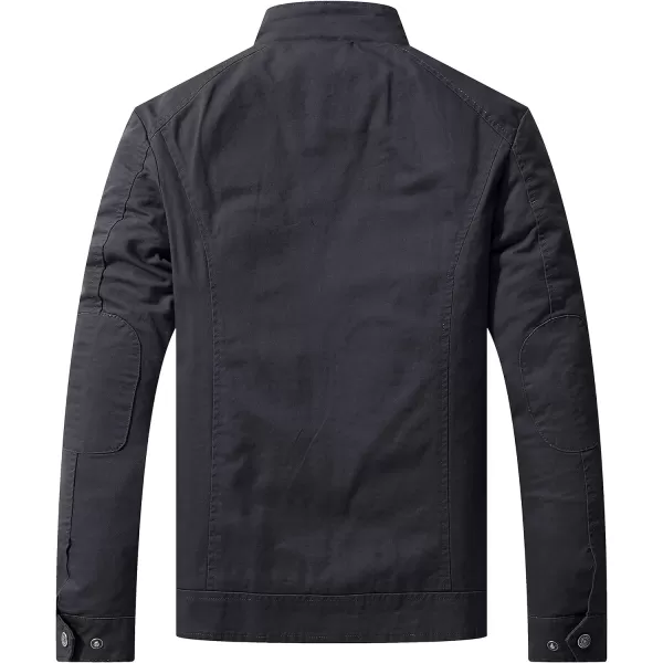 WenVen Mens Casual Lightweight Military Jacket Cotton Zip up Outerwear CoatGray
