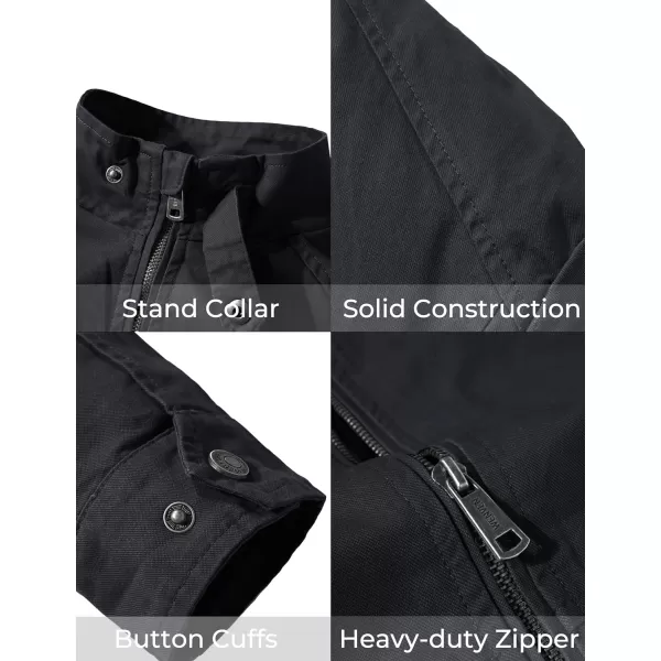 WenVen Mens Casual Lightweight Military Jacket Cotton Zip up Outerwear CoatGray