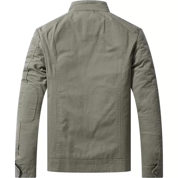 WenVen Mens Casual Lightweight Military Jacket Cotton Zip up Outerwear CoatOlive