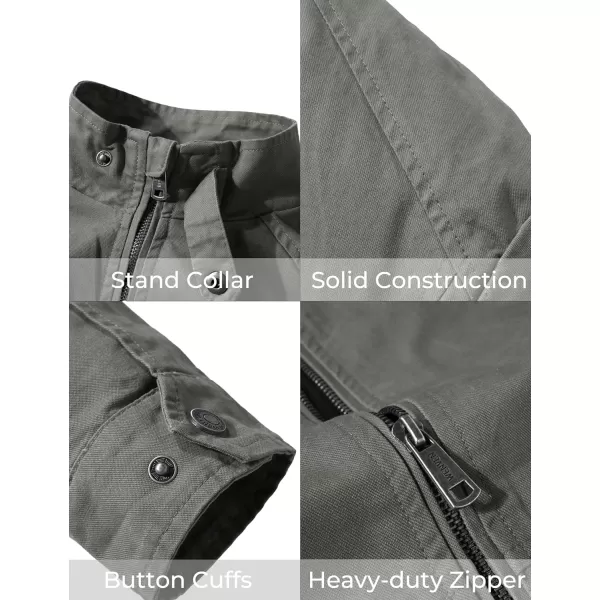 WenVen Mens Casual Lightweight Military Jacket Cotton Zip up Outerwear CoatOlive