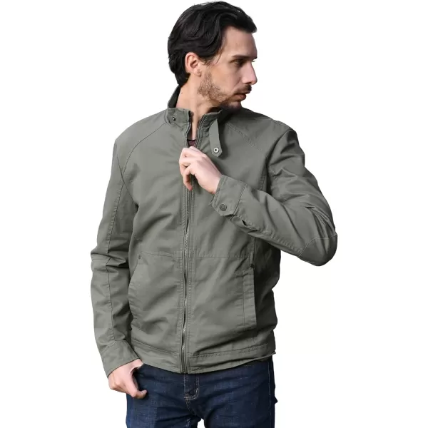 WenVen Mens Casual Lightweight Military Jacket Cotton Zip up Outerwear CoatOlive