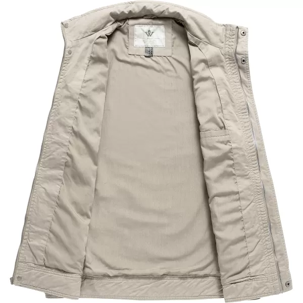 WenVen Mens Casual Washed Cotton Military JacketDesert Sand