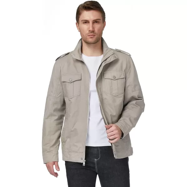 WenVen Mens Casual Washed Cotton Military JacketDesert Sand