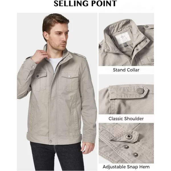 WenVen Mens Casual Washed Cotton Military JacketDesert Sand