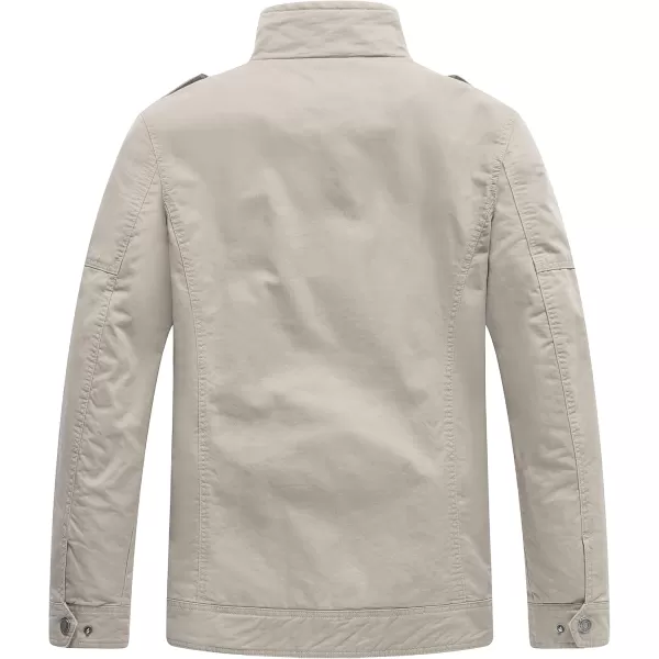 WenVen Mens Casual Washed Cotton Military JacketDesert Sand