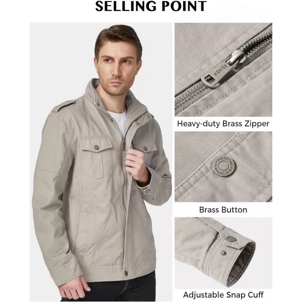 WenVen Mens Casual Washed Cotton Military JacketDesert Sand