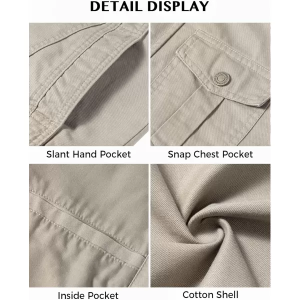 WenVen Mens Casual Washed Cotton Military JacketDesert Sand