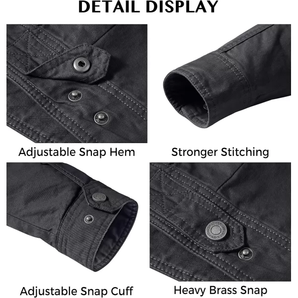 WenVen Mens Casual Washed Cotton Military JacketGrey