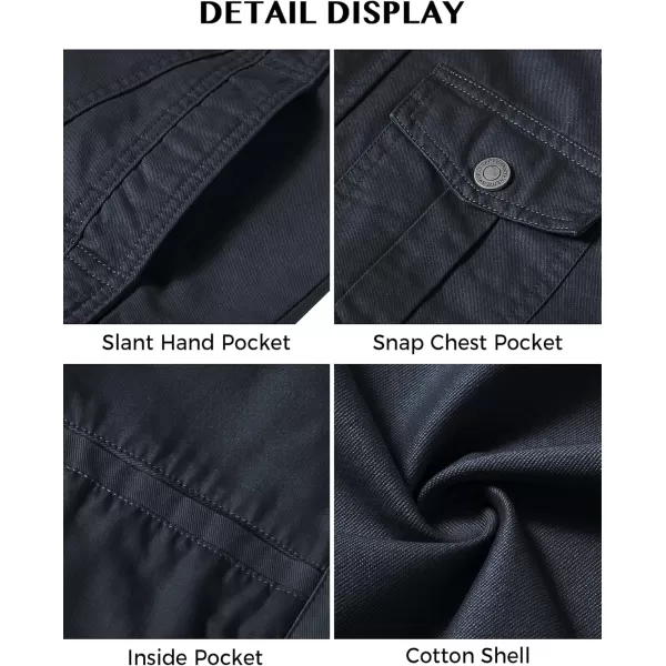 WenVen Mens Casual Washed Cotton Military JacketNavy