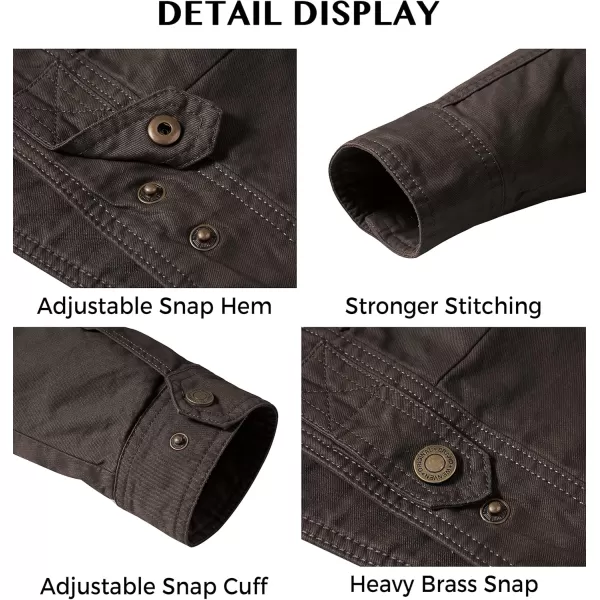 WenVen Mens Casual Washed Cotton Military JacketTobacco