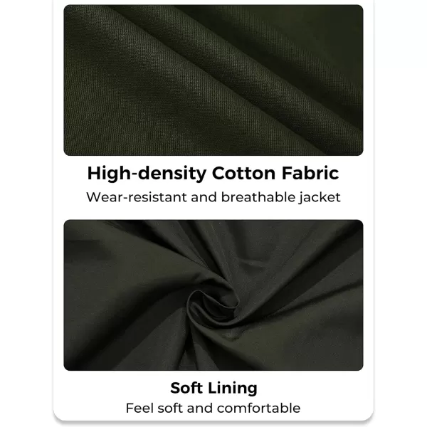 WenVen Mens Lightweight Cotton Canvas Work Jacket Casual Lapel WindbreakerArmy Green
