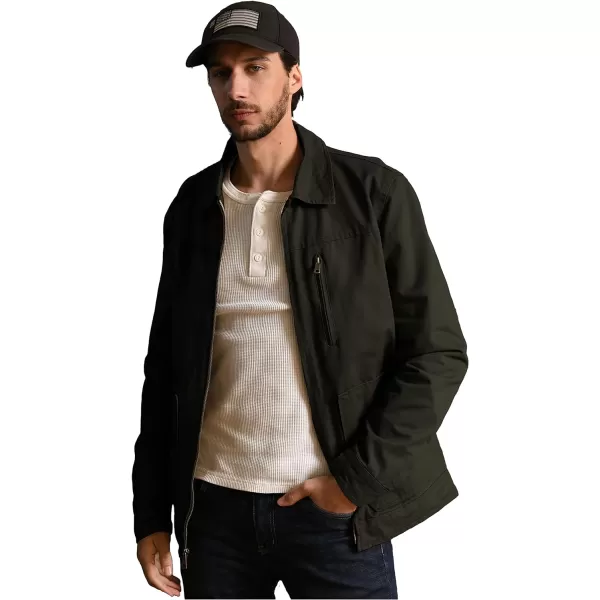 WenVen Mens Lightweight Cotton Canvas Work Jacket Casual Lapel WindbreakerArmy Green