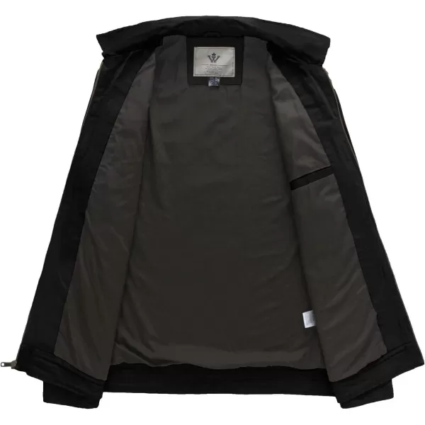 WenVen Mens Lightweight Cotton Canvas Work Jacket Casual Lapel WindbreakerBlack