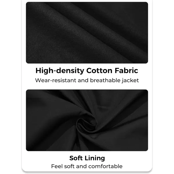 WenVen Mens Lightweight Cotton Canvas Work Jacket Casual Lapel WindbreakerBlack