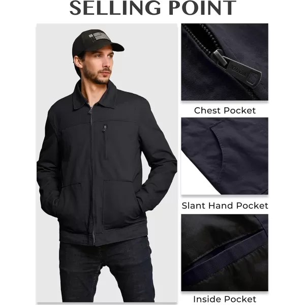 WenVen Mens Lightweight Cotton Canvas Work Jacket Casual Lapel WindbreakerGrey