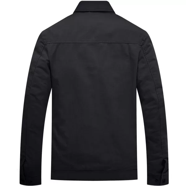 WenVen Mens Lightweight Cotton Canvas Work Jacket Casual Lapel WindbreakerGrey