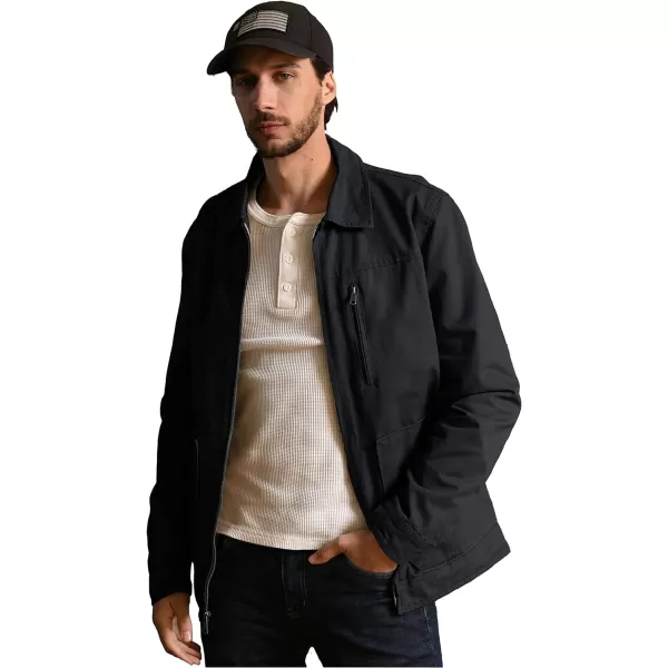 WenVen Mens Lightweight Cotton Canvas Work Jacket Casual Lapel WindbreakerGrey