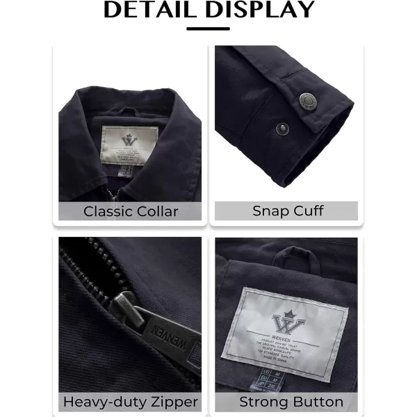 WenVen Mens Lightweight Cotton Canvas Work Jacket Casual Lapel WindbreakerGrey