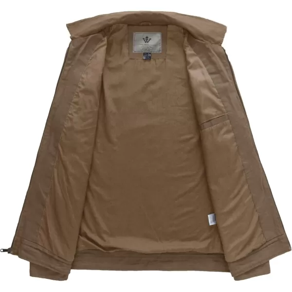 WenVen Mens Lightweight Cotton Canvas Work Jacket Casual Lapel WindbreakerKhaki