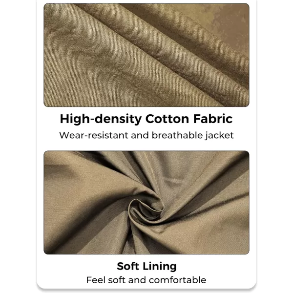 WenVen Mens Lightweight Cotton Canvas Work Jacket Casual Lapel WindbreakerKhaki