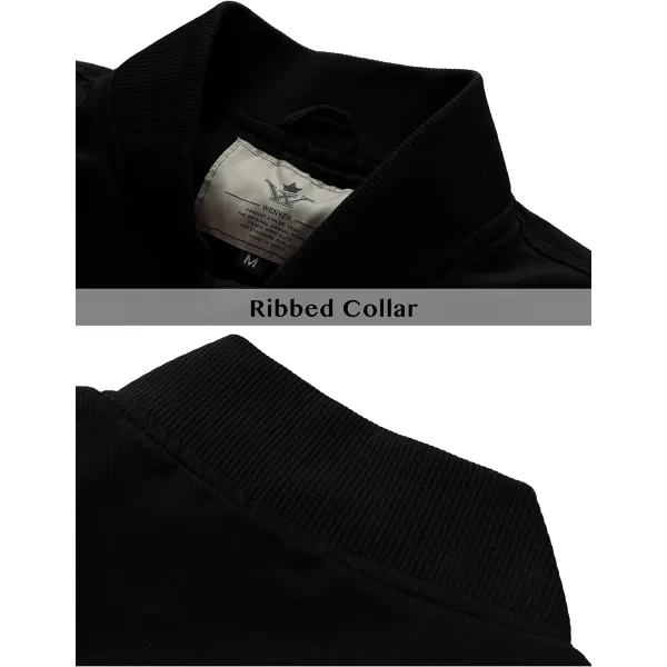 WenVen Mens Lightweight Cotton Flight Bomber Jacket Casual Military WindbreakerBlack