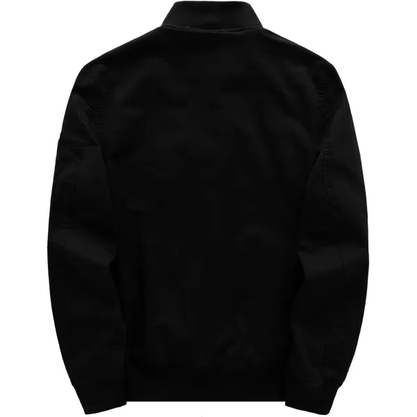 WenVen Mens Lightweight Cotton Flight Bomber Jacket Casual Military WindbreakerBlack
