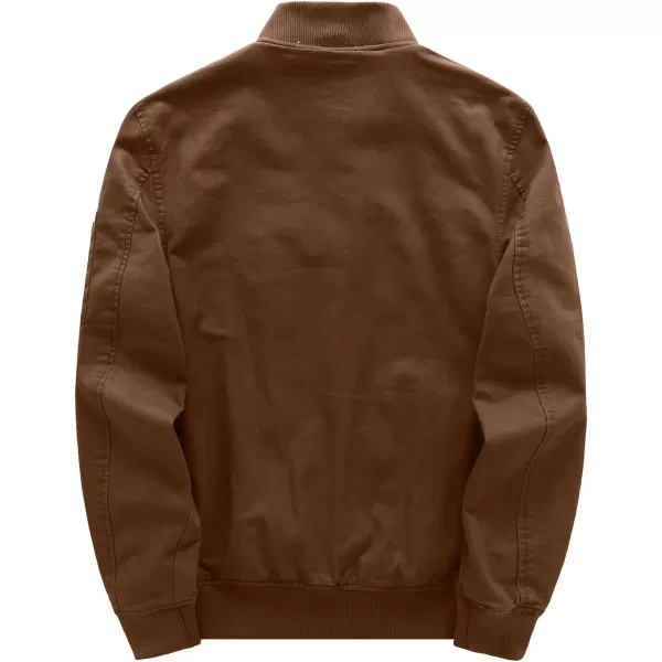 WenVen Mens Lightweight Cotton Flight Bomber Jacket Casual Military WindbreakerCoffee