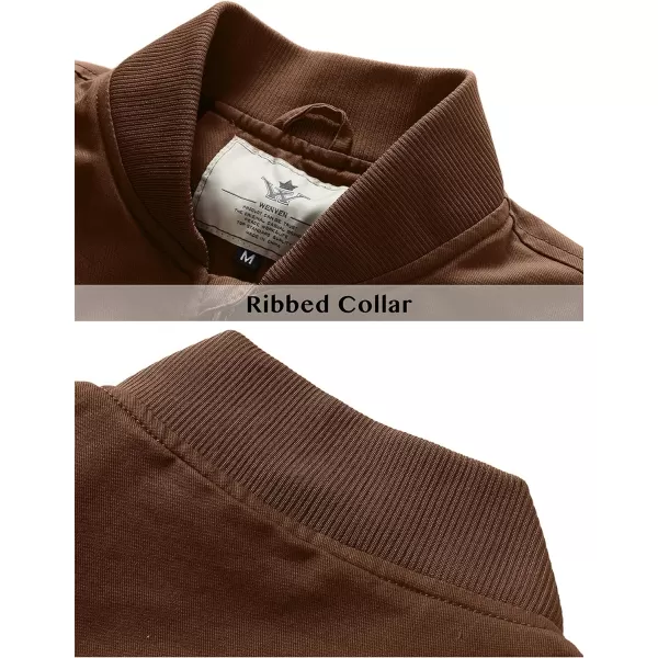 WenVen Mens Lightweight Cotton Flight Bomber Jacket Casual Military WindbreakerCoffee