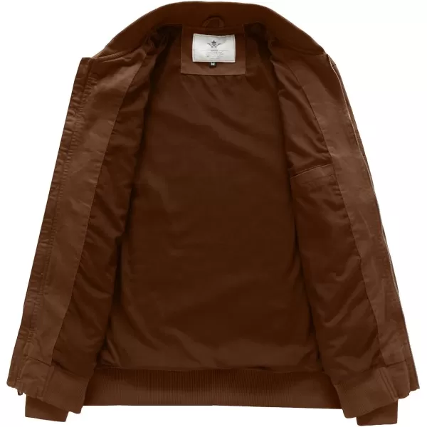 WenVen Mens Lightweight Cotton Flight Bomber Jacket Casual Military WindbreakerCoffee