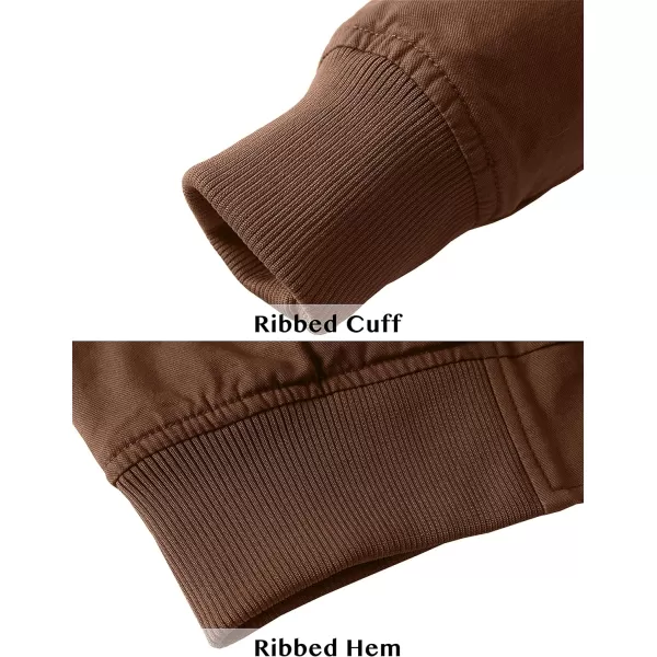 WenVen Mens Lightweight Cotton Flight Bomber Jacket Casual Military WindbreakerCoffee