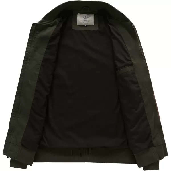 WenVen Mens Lightweight Cotton Flight Bomber Jacket Casual Military WindbreakerGreen