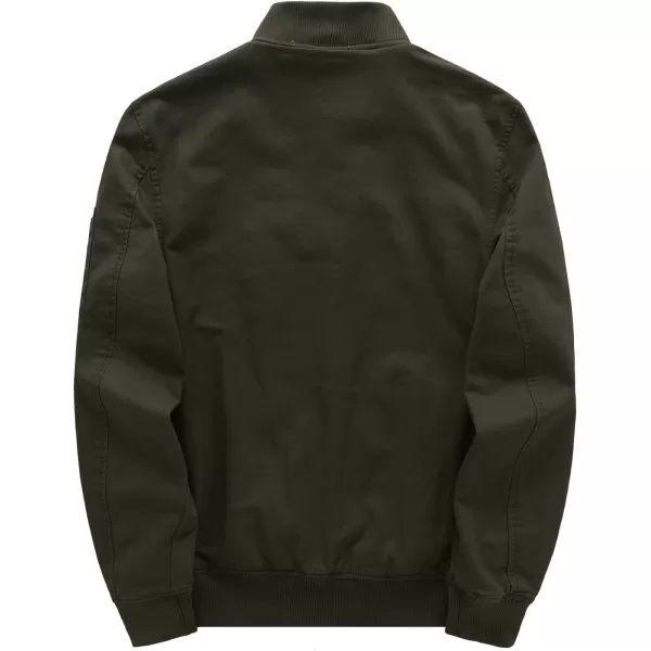 WenVen Mens Lightweight Cotton Flight Bomber Jacket Casual Military WindbreakerGreen