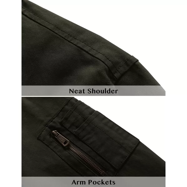 WenVen Mens Lightweight Cotton Flight Bomber Jacket Casual Military WindbreakerGreen