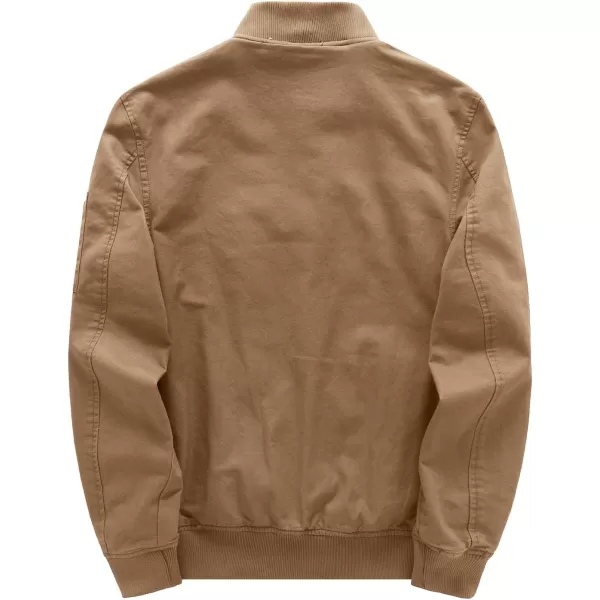 WenVen Mens Lightweight Cotton Flight Bomber Jacket Casual Military WindbreakerKhaki