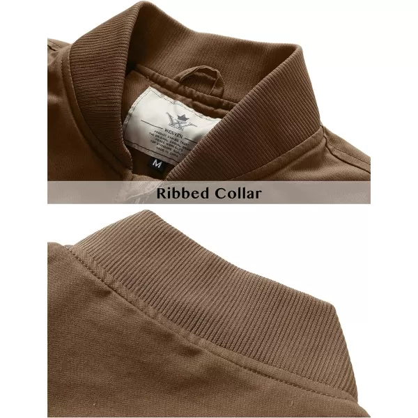 WenVen Mens Lightweight Cotton Flight Bomber Jacket Casual Military WindbreakerKhaki