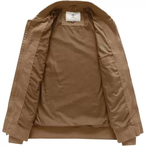 WenVen Mens Lightweight Cotton Flight Bomber Jacket Casual Military WindbreakerKhaki