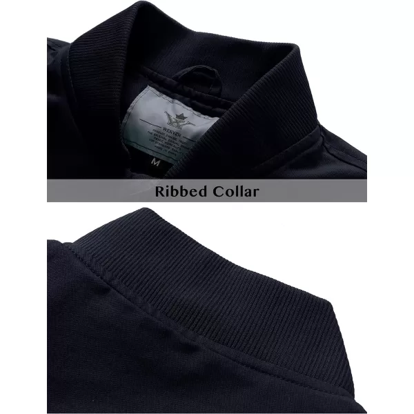 WenVen Mens Lightweight Cotton Flight Bomber Jacket Casual Military WindbreakerNavy