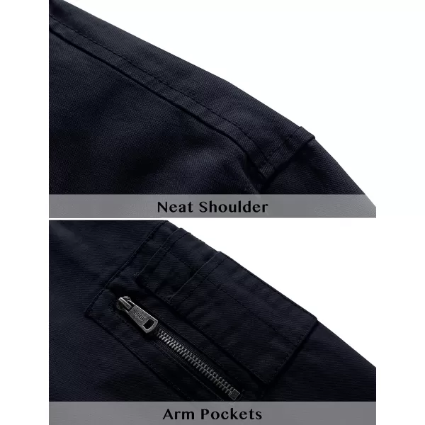 WenVen Mens Lightweight Cotton Flight Bomber Jacket Casual Military WindbreakerNavy